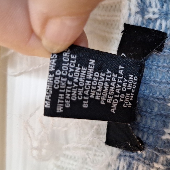 NWOT JUST POLLY New York plaid BLUE WHITE frayed pullover sweater XLG - Picture 13 of 13